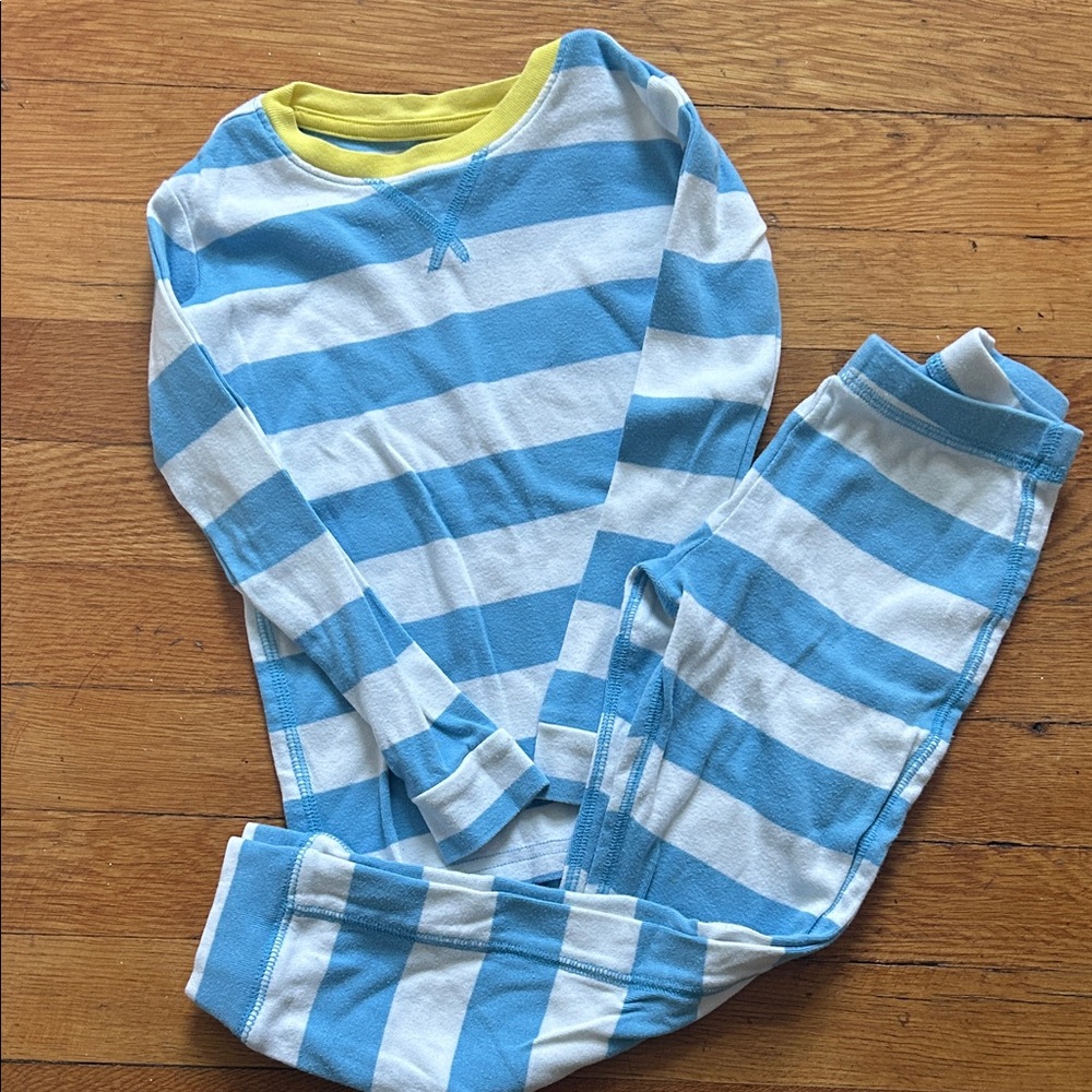 Primary organic pajamas in rugby stripe